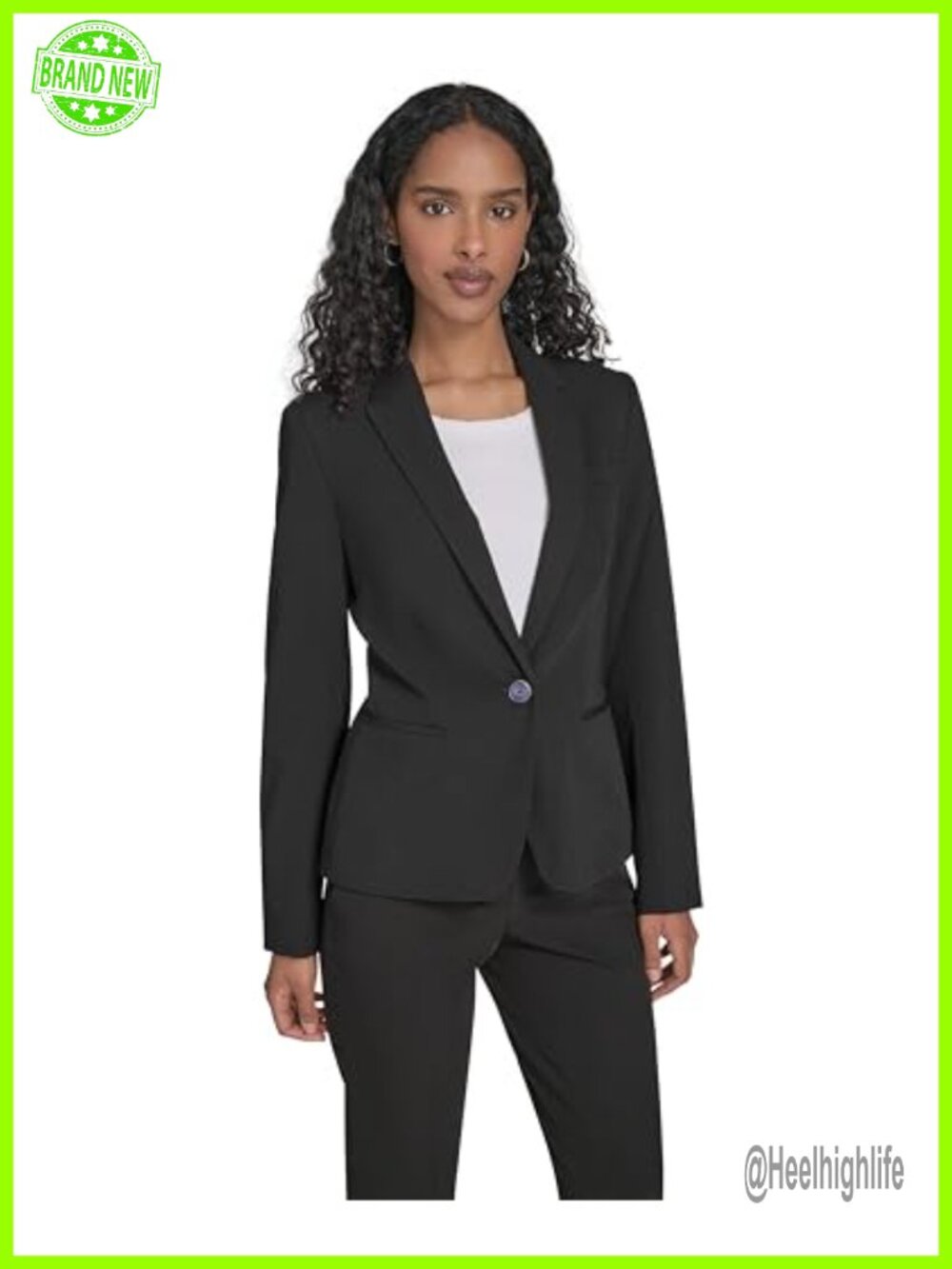 Single Button Business Blazer Notched Lapel Tailored Office